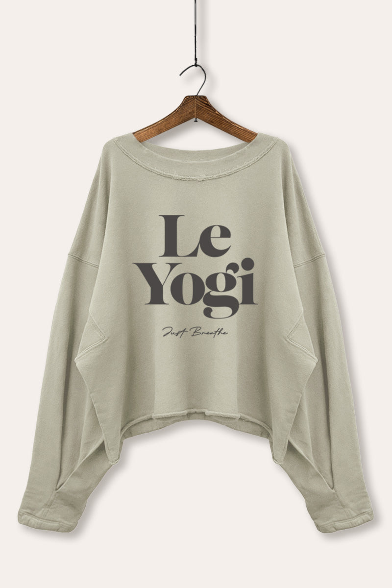 Le Yogi Just Breathe Graphic Cropped Sweatshirt