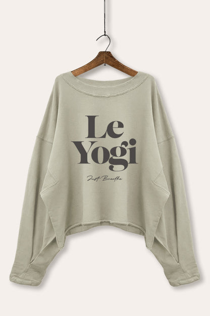 Le Yogi Just Breathe Graphic Cropped Sweatshirt