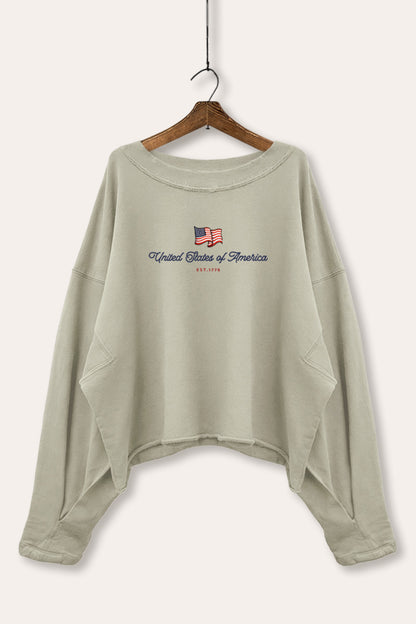 United States Of America Flag Graphic Cropped Sweatshirt