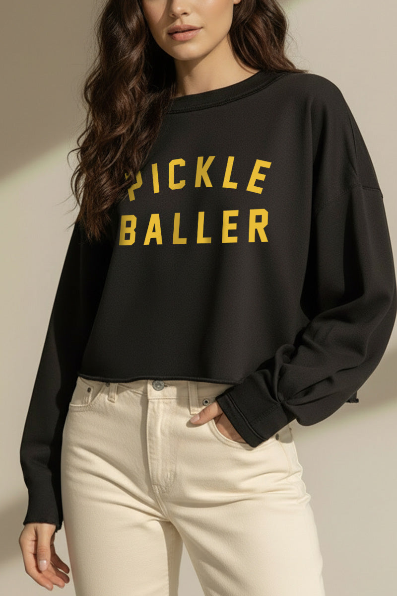 Pickle Baller Arched Graphic Cropped Sweatshirt