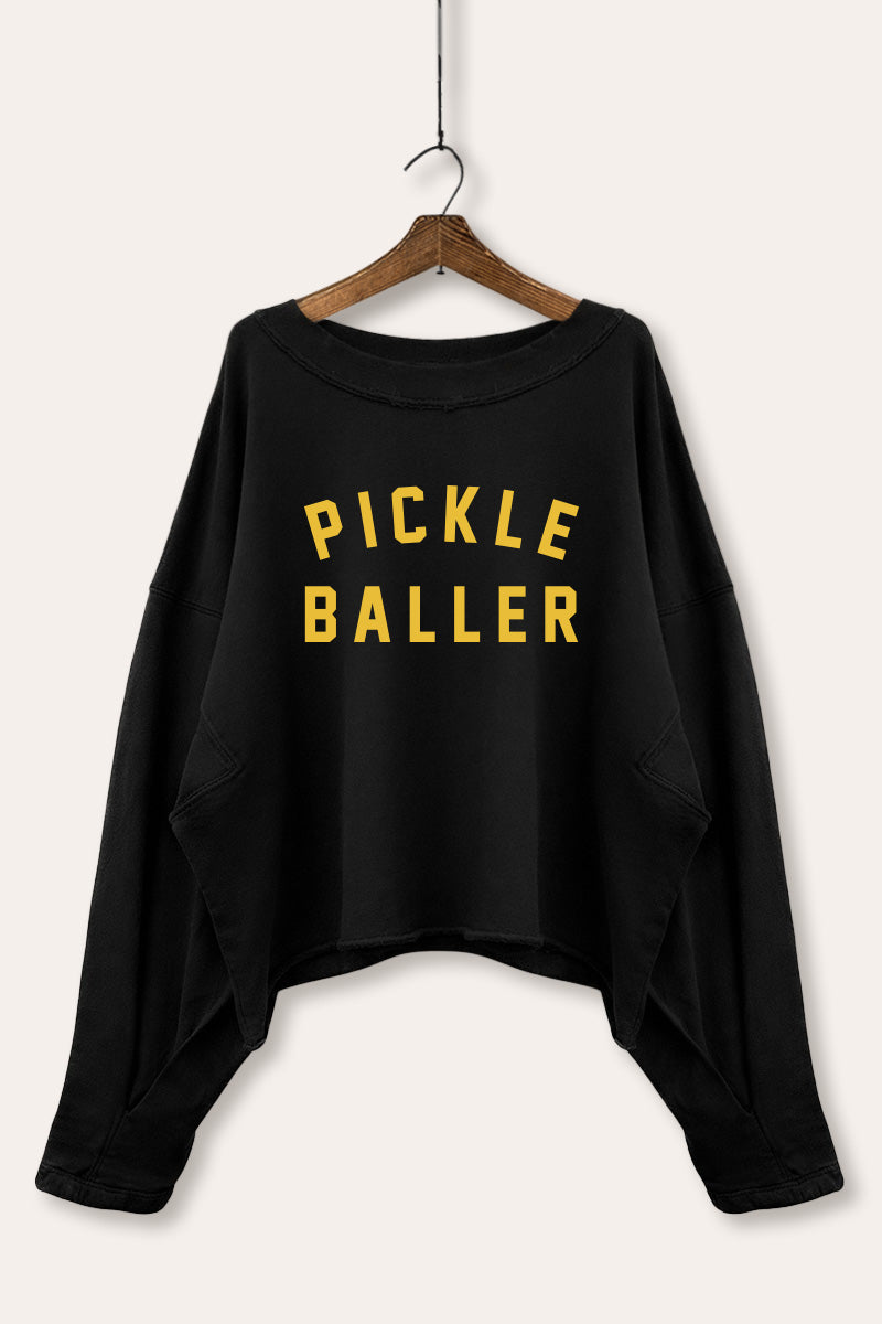 Pickle Baller Arched Graphic Cropped Sweatshirt