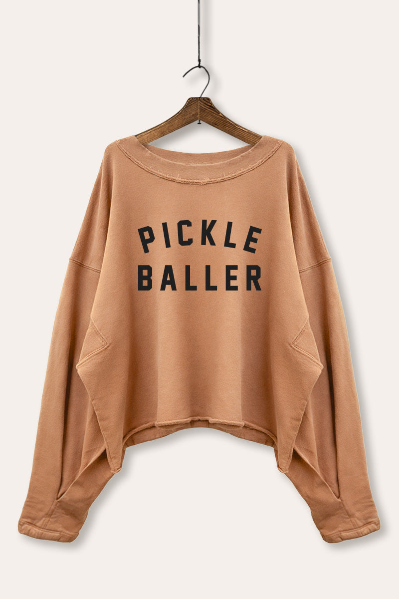 Pickle Baller Arched Graphic Cropped Sweatshirt