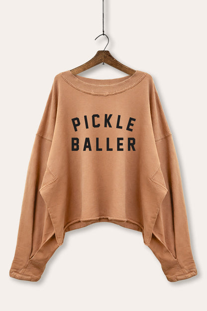 Pickle Baller Arched Graphic Cropped Sweatshirt