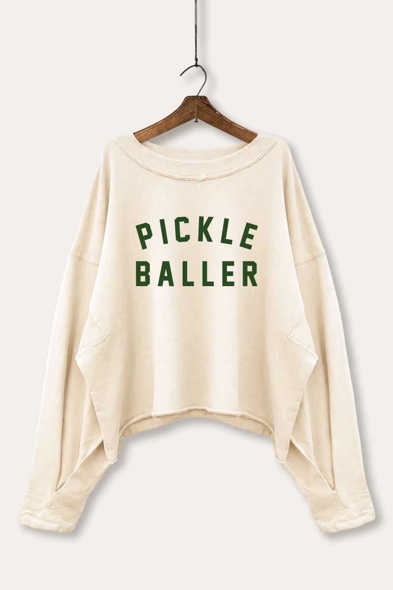 Pickle Baller Arched Graphic Cropped Sweatshirt