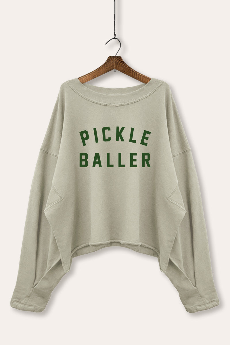 Pickle Baller Arched Graphic Cropped Sweatshirt