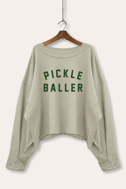 Pickle Baller Arched Graphic Cropped Sweatshirt