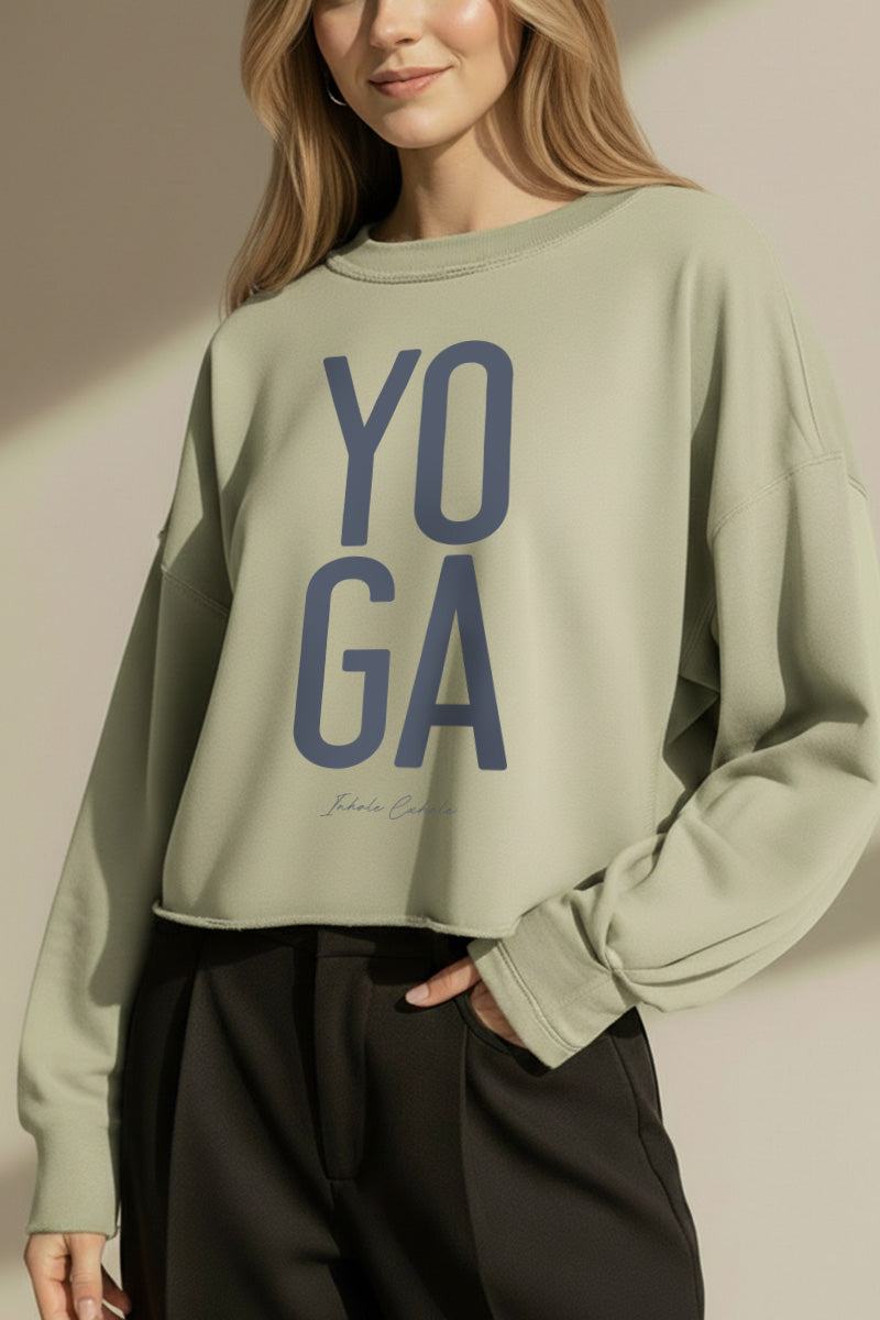Yoga Inhale Exhale Graphic Cropped Sweatshirt