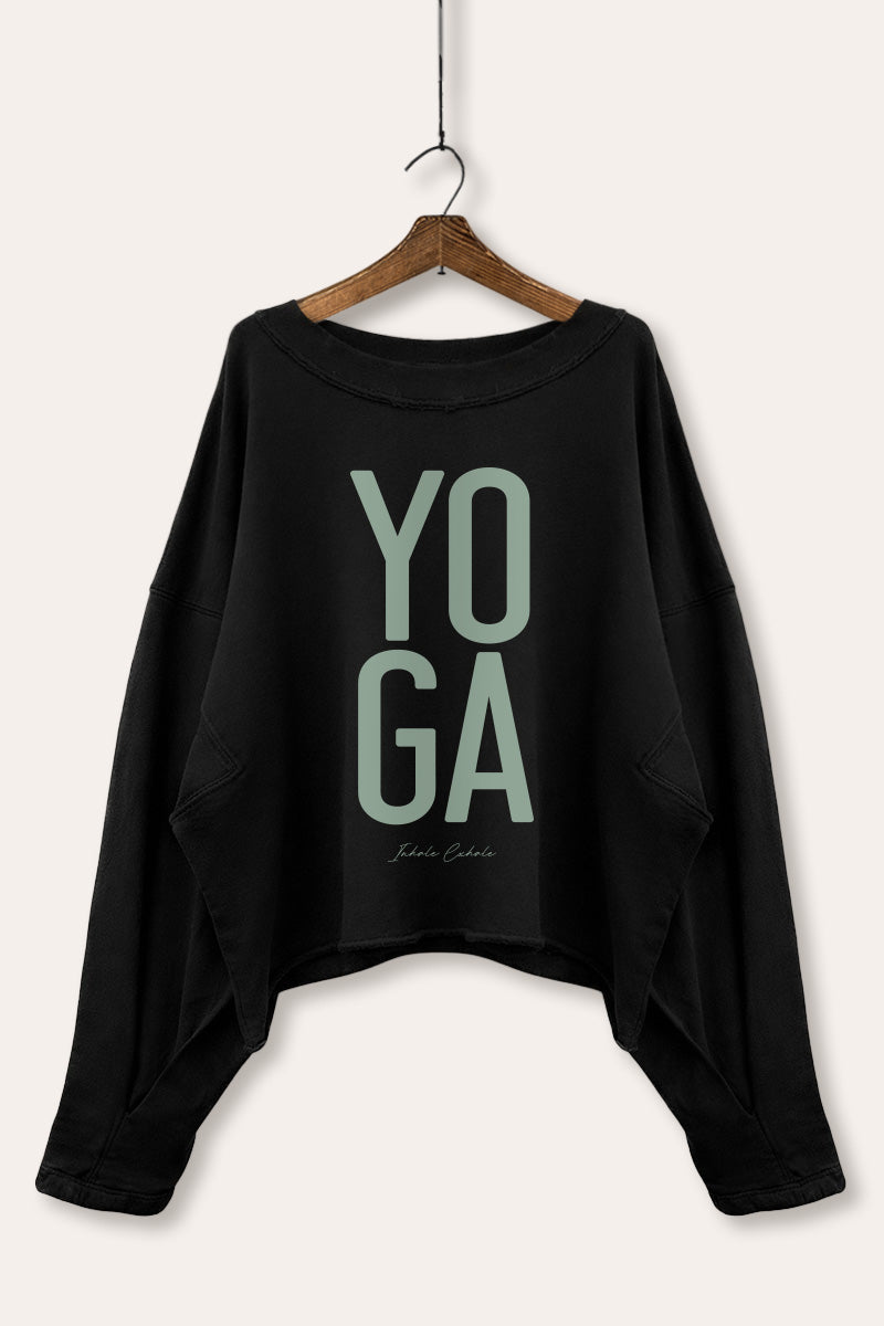 Yoga Inhale Exhale Graphic Cropped Sweatshirt