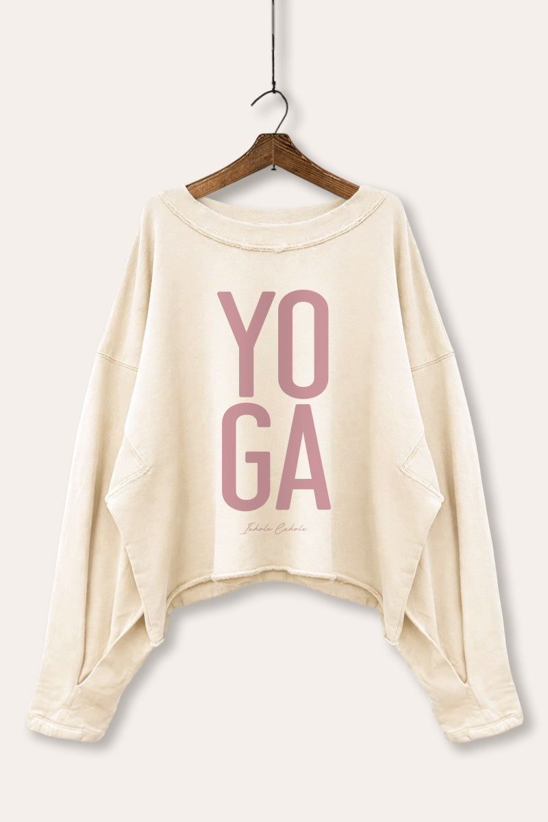 Yoga Inhale Exhale Graphic Cropped Sweatshirt