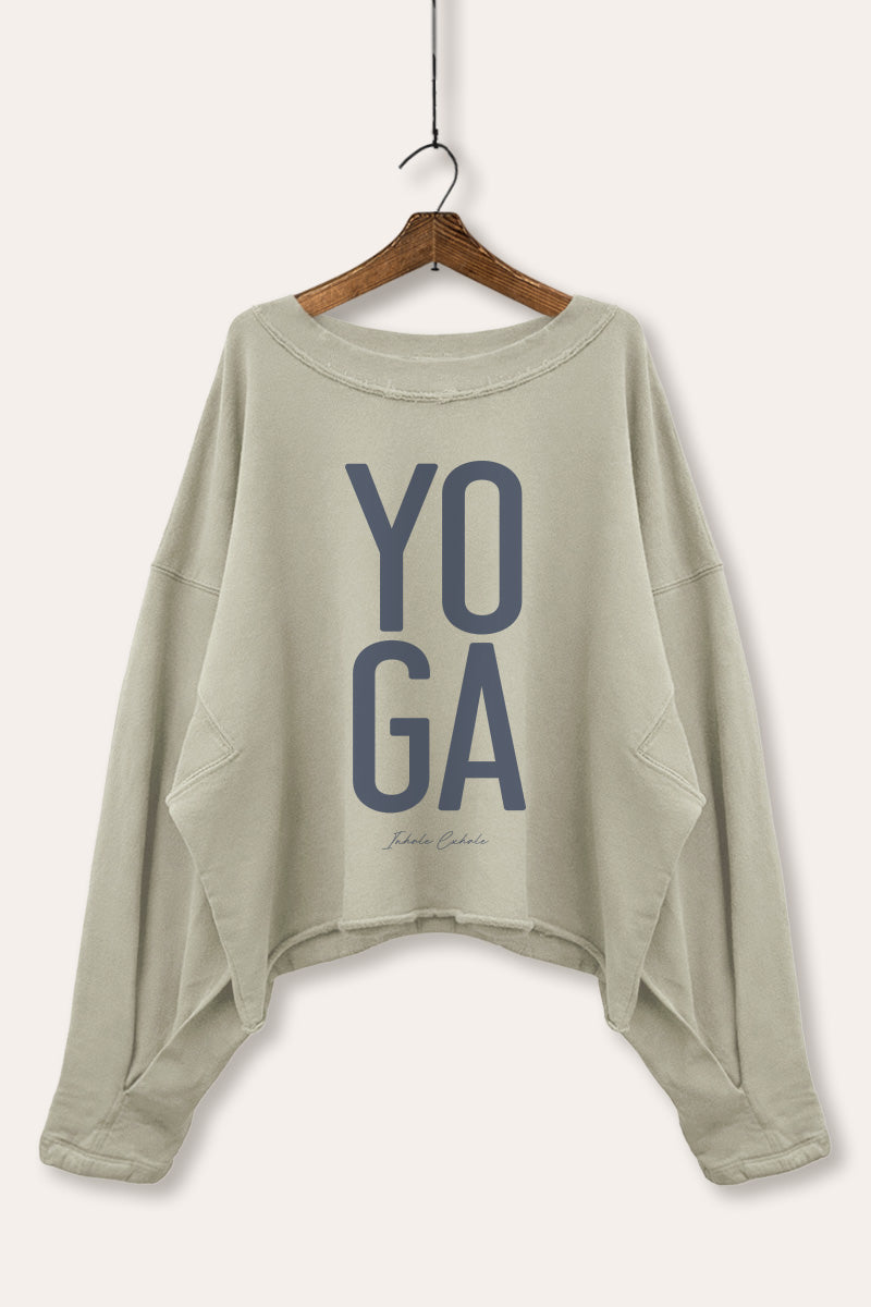 Yoga Inhale Exhale Graphic Cropped Sweatshirt