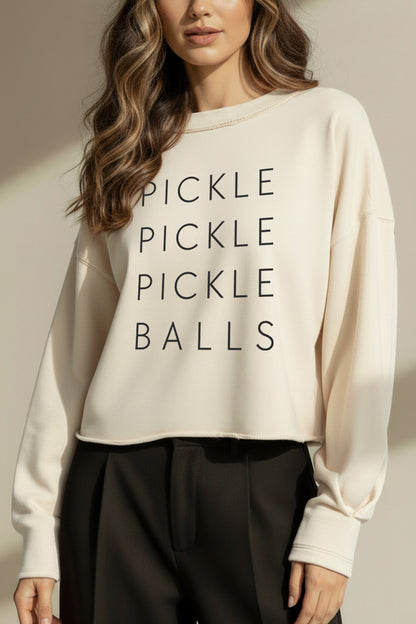 Pickle Balls Sports Graphic Cropped Sweatshirt