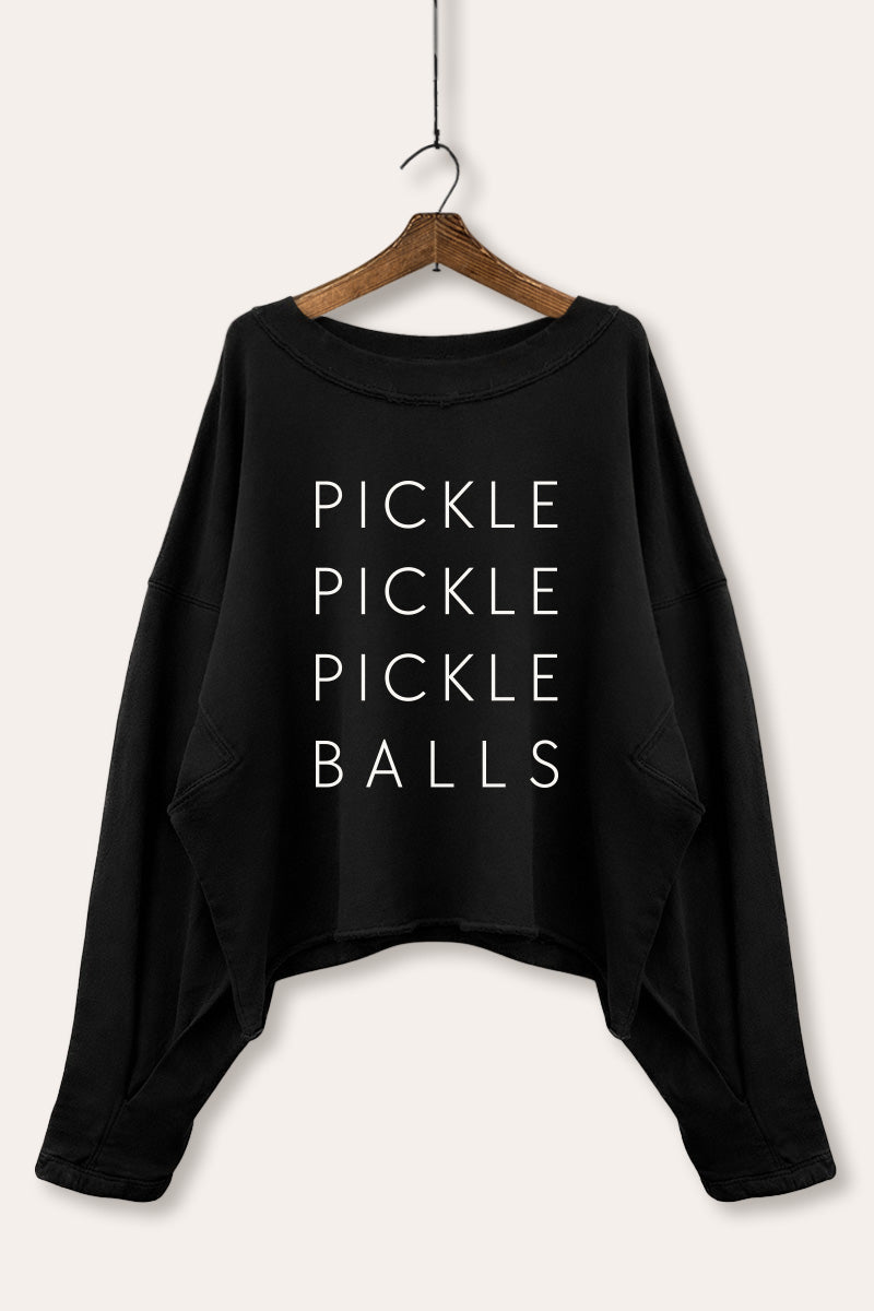 Pickle Balls Sports Graphic Cropped Sweatshirt