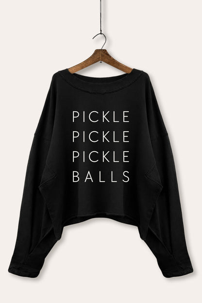 Pickle Balls Sports Graphic Cropped Sweatshirt