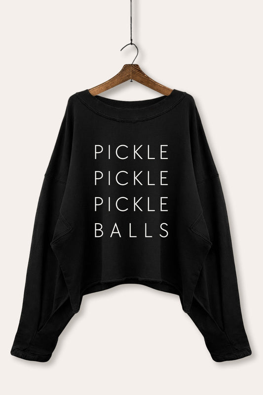 Pickle Balls Sports Graphic Cropped Sweatshirt