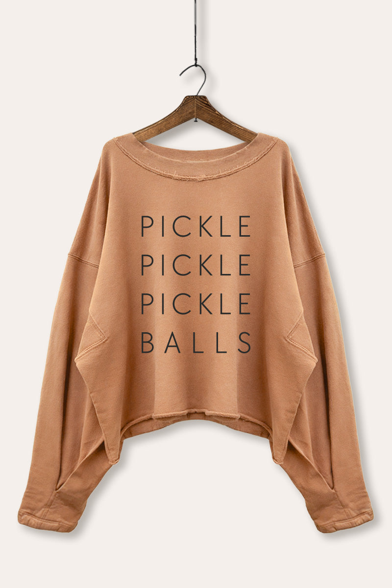 Pickle Balls Sports Graphic Cropped Sweatshirt