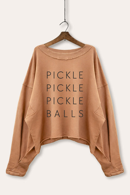 Pickle Balls Sports Graphic Cropped Sweatshirt