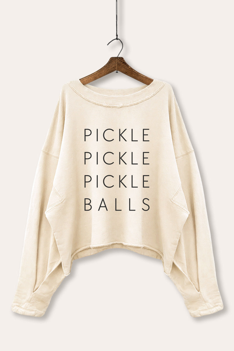 Pickle Balls Sports Graphic Cropped Sweatshirt