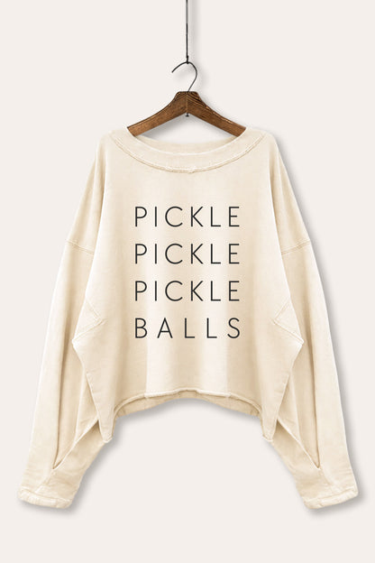 Pickle Balls Sports Graphic Cropped Sweatshirt