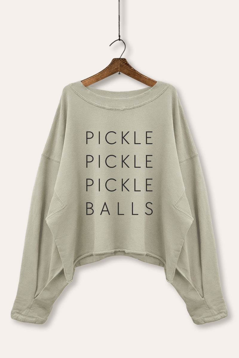 Pickle Balls Sports Graphic Cropped Sweatshirt