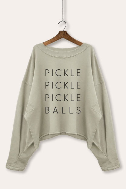 Pickle Balls Sports Graphic Cropped Sweatshirt