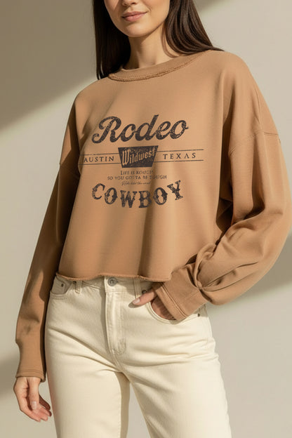 Rodeo Cowboy Wild West Graphic Cropped Sweatshirt