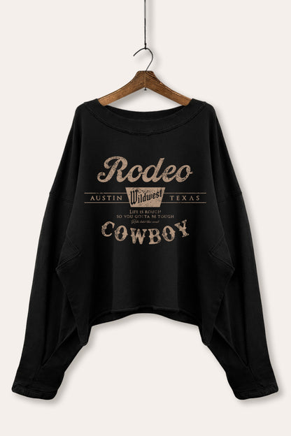 Rodeo Cowboy Wild West Graphic Cropped Sweatshirt