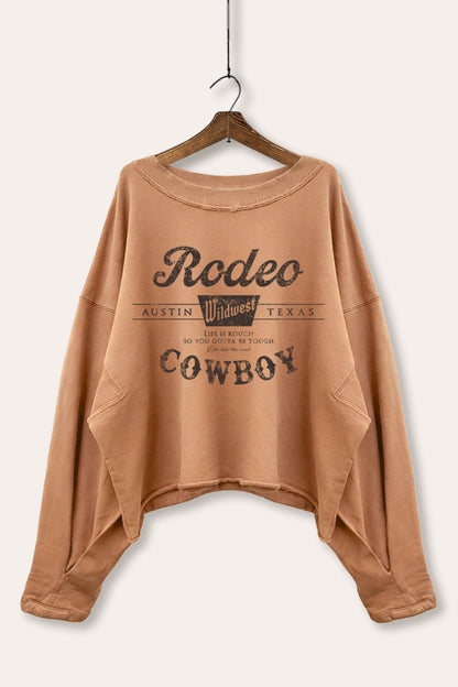 Rodeo Cowboy Wild West Graphic Cropped Sweatshirt