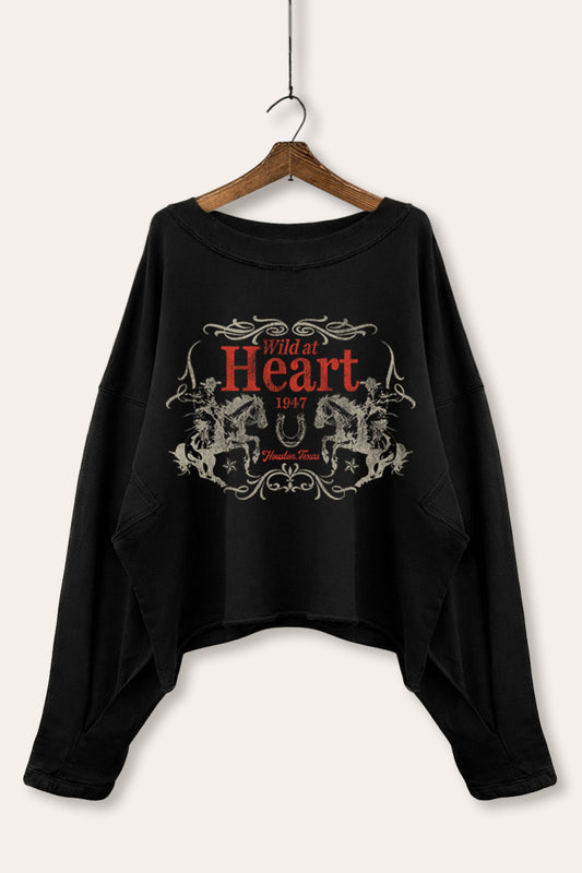 Wild At Heart Rodeo Cowboy Graphic Cropped Sweatshirt