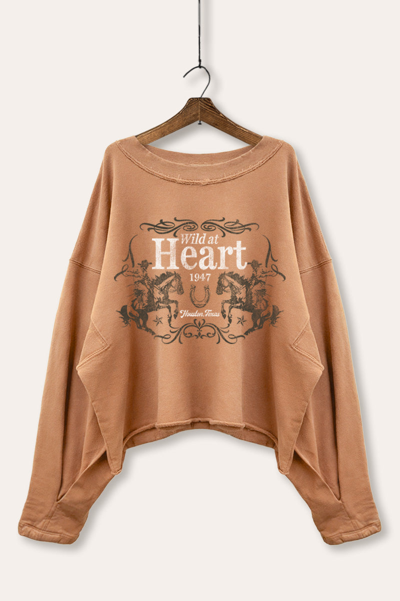 Wild At Heart Rodeo Cowboy Graphic Cropped Sweatshirt