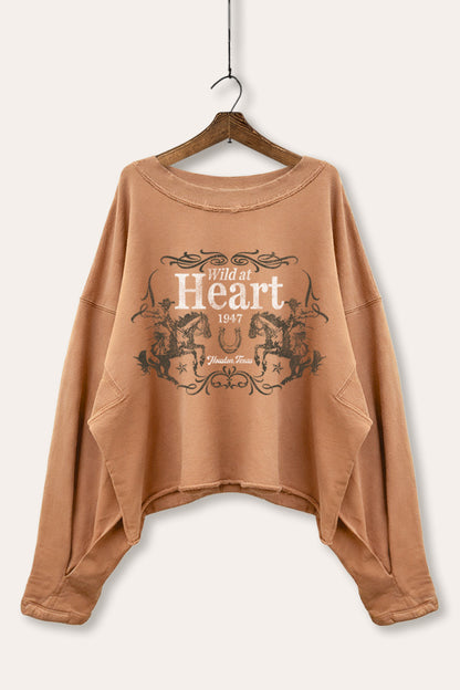 Wild At Heart Rodeo Cowboy Graphic Cropped Sweatshirt