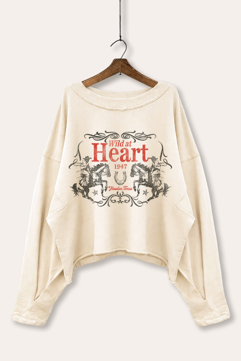 Wild At Heart Rodeo Cowboy Graphic Cropped Sweatshirt