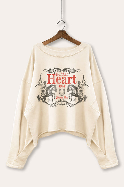Wild At Heart Rodeo Cowboy Graphic Cropped Sweatshirt