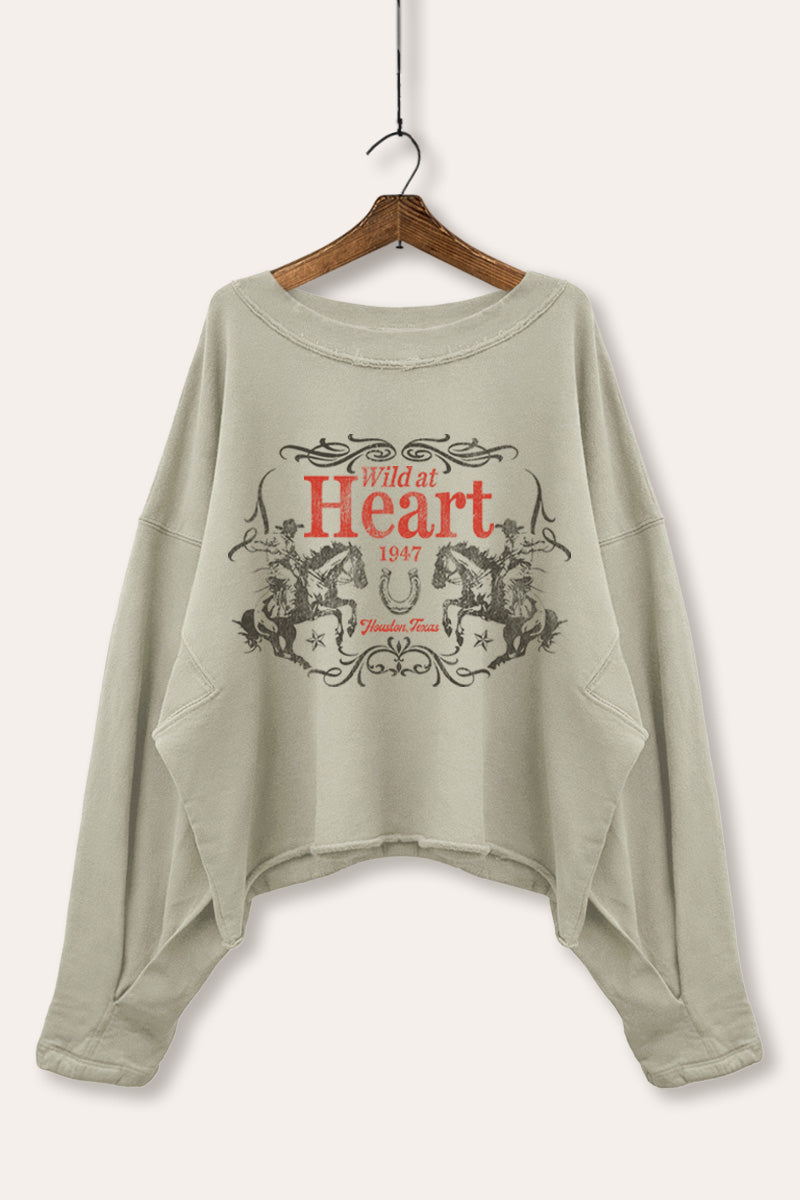 Wild At Heart Rodeo Cowboy Graphic Cropped Sweatshirt