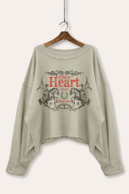 Wild At Heart Rodeo Cowboy Graphic Cropped Sweatshirt