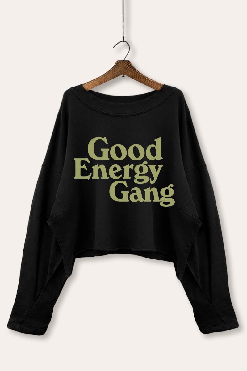 Good Energy Gang Typography Cropped Sweatshirt