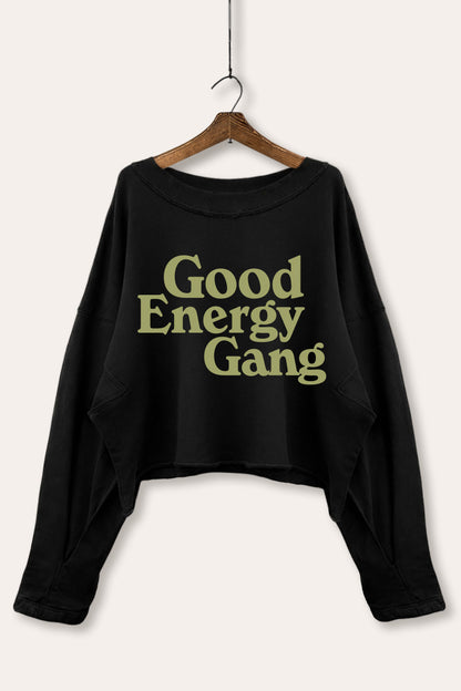 Good Energy Gang Typography Cropped Sweatshirt