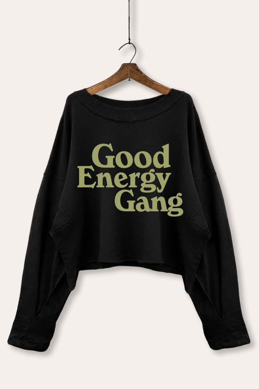 Good Energy Gang Typography Cropped Sweatshirt