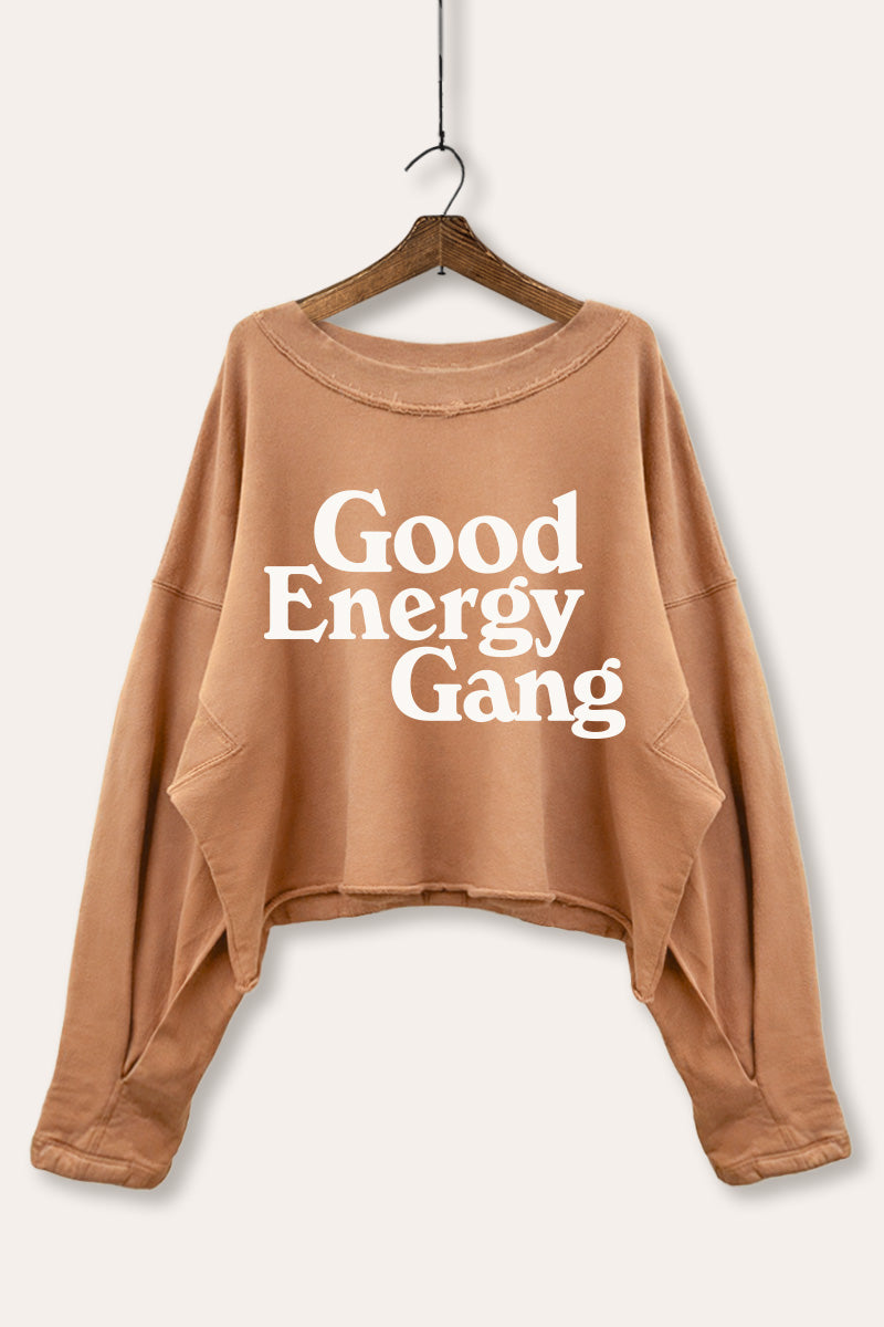 Good Energy Gang Typography Cropped Sweatshirt