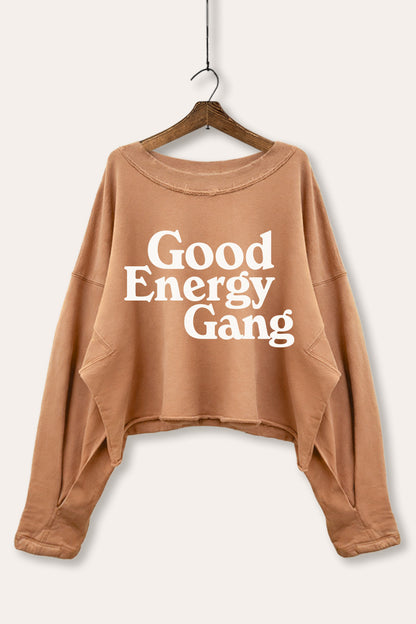 Good Energy Gang Typography Cropped Sweatshirt