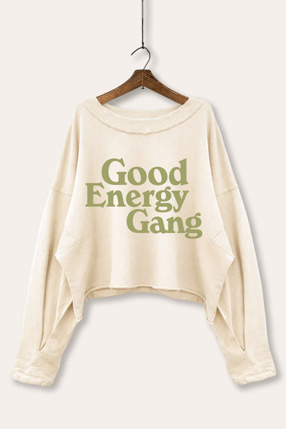 Good Energy Gang Typography Cropped Sweatshirt