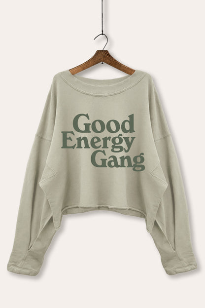 Good Energy Gang Typography Cropped Sweatshirt