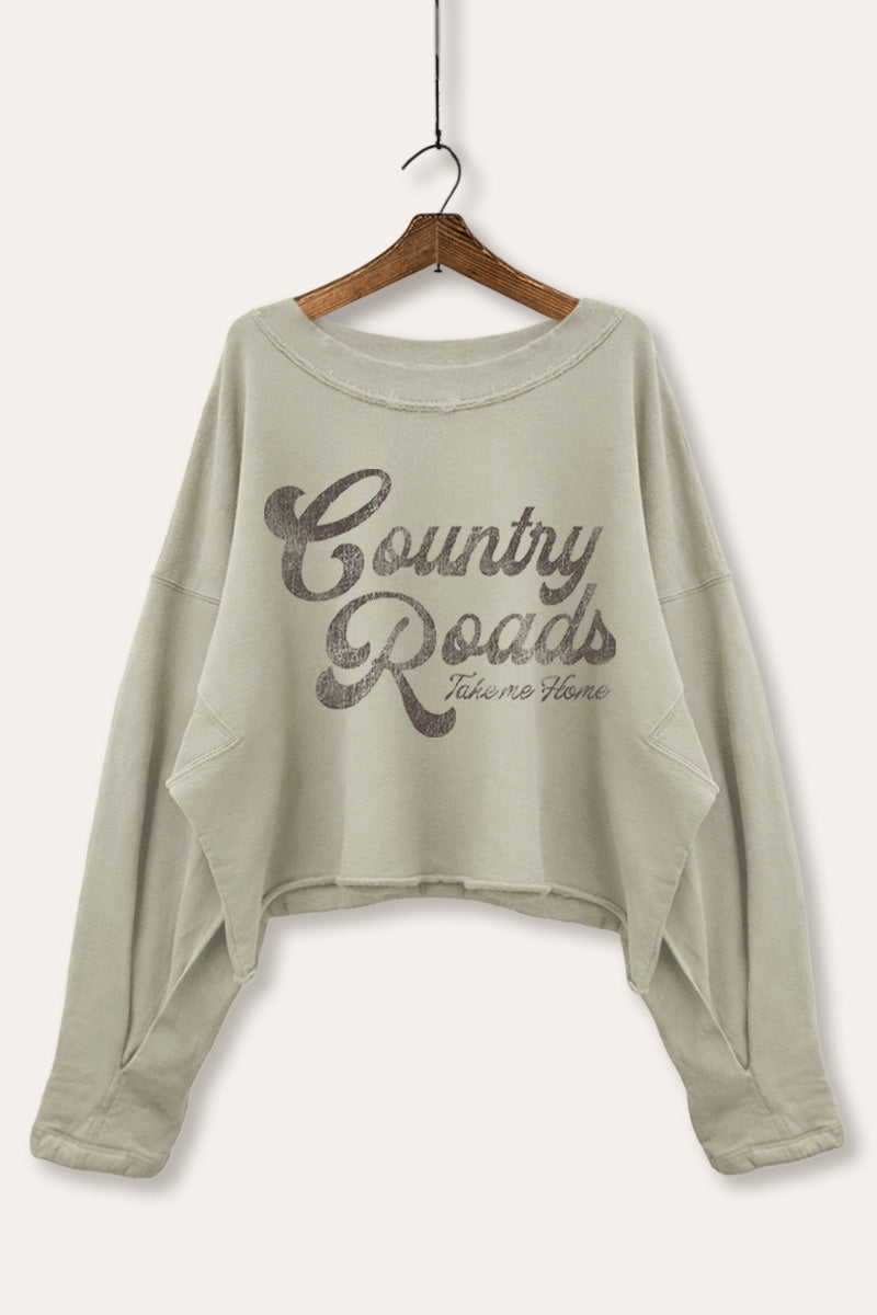 Vintage Cropped Sweatshirt Western Country Roads