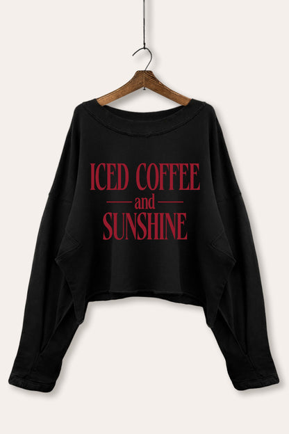 Iced Coffee and Sunshine Graphic Cropped Sweatshirt