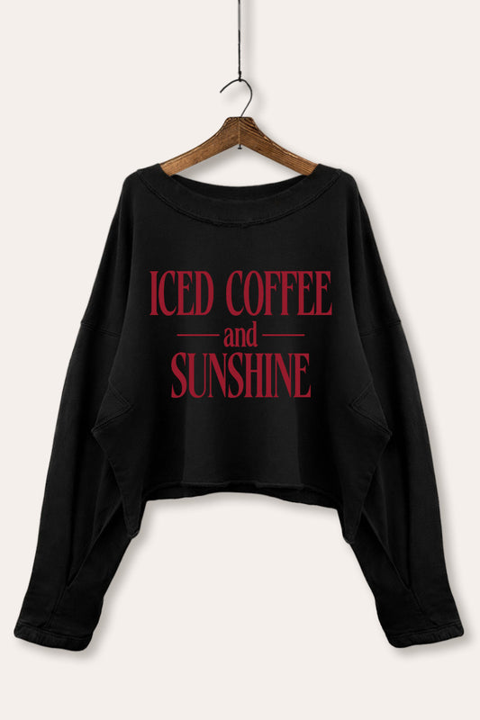 Iced Coffee and Sunshine Graphic Cropped Sweatshirt