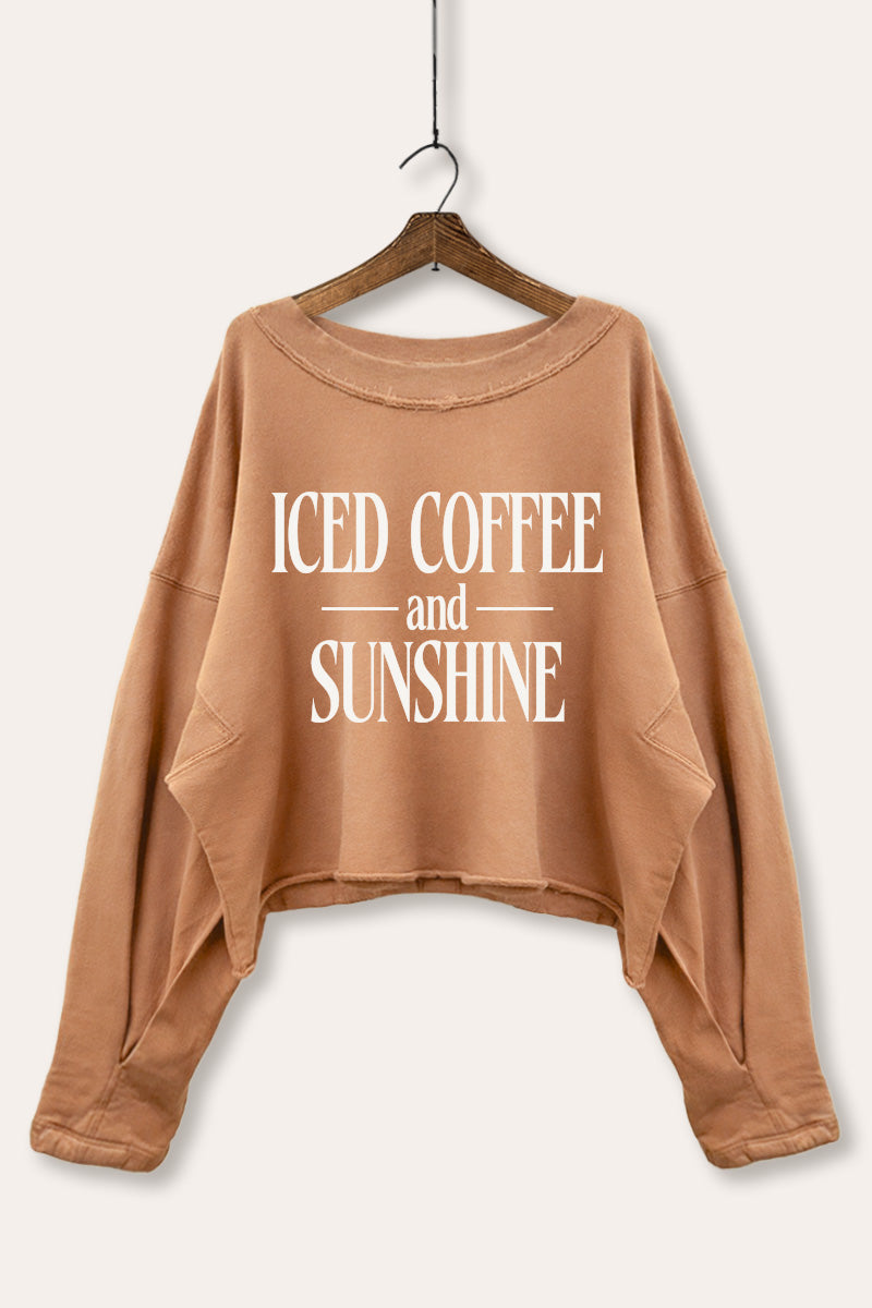 Iced Coffee and Sunshine Graphic Cropped Sweatshirt