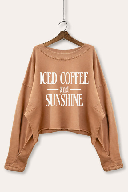 Iced Coffee and Sunshine Graphic Cropped Sweatshirt