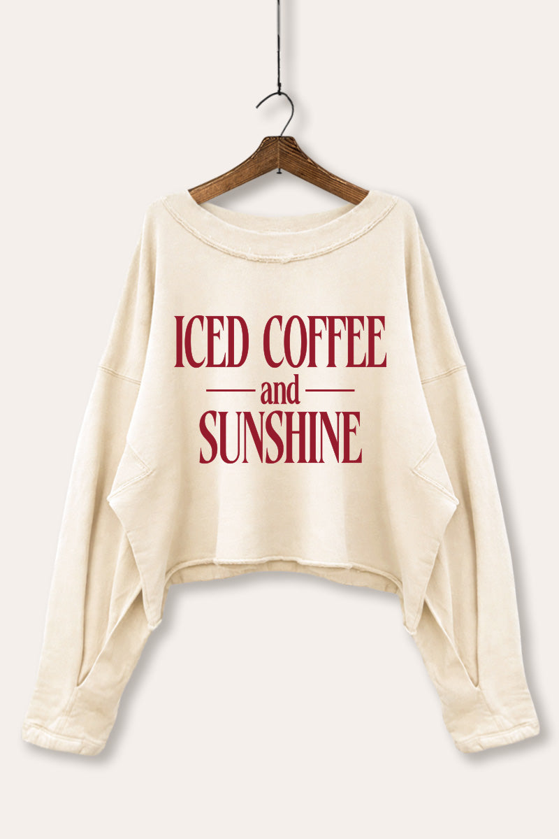 Iced Coffee and Sunshine Graphic Cropped Sweatshirt