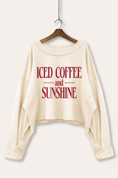 Iced Coffee and Sunshine Graphic Cropped Sweatshirt