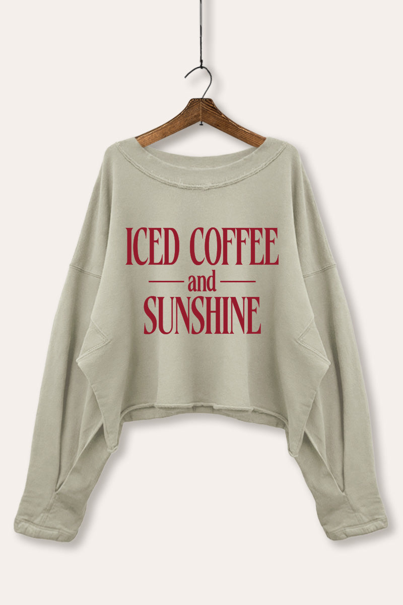 Iced Coffee and Sunshine Graphic Cropped Sweatshirt