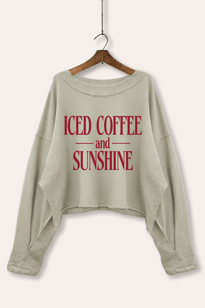 Iced Coffee and Sunshine Graphic Cropped Sweatshirt